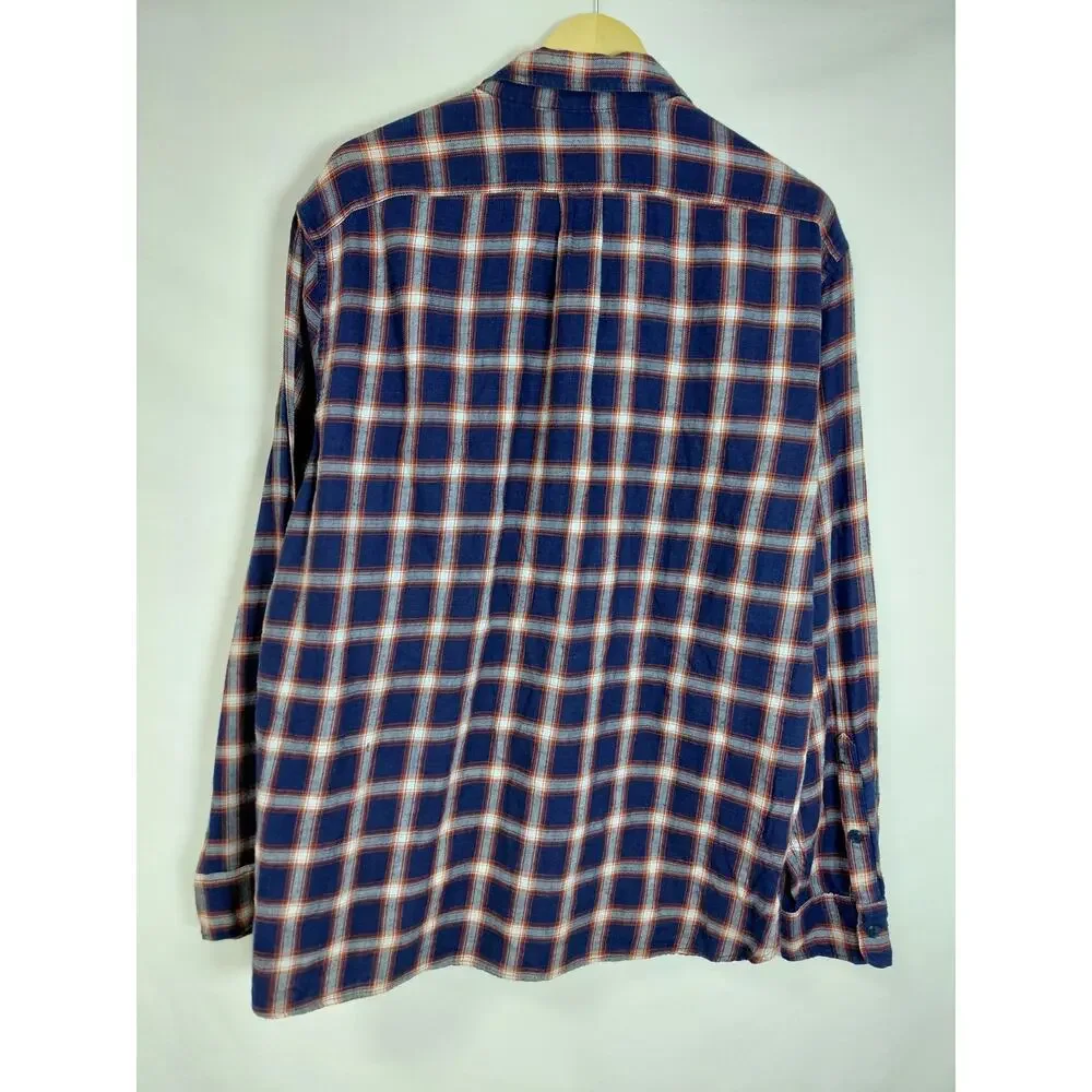 J.Crew Sign Blue Plaid Button-Up Shirt Men Size XL